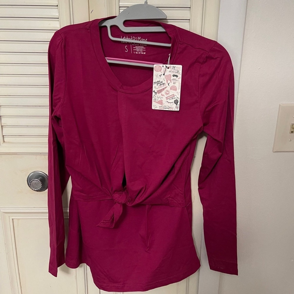 Latched Mama Tie Front Nursing LS Shirt. NWT Sz S